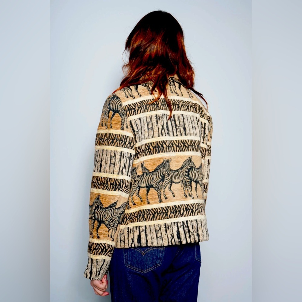Giancarlo Ferrari Zebra Tapestry Jacket Womens Medium 90s